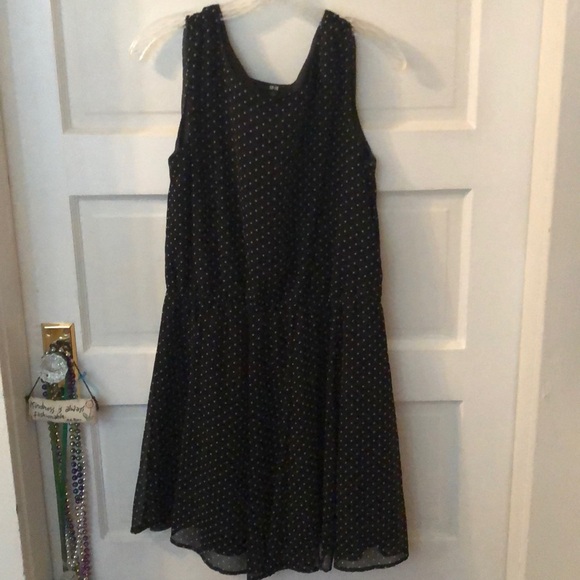 Black & White Polka Dot Uniqlo Dress Large - Picture 1 of 5